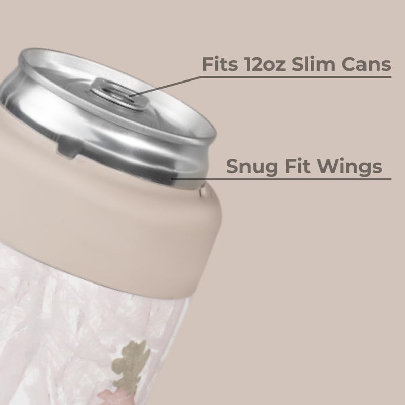 Slim Can Cooler - 2-in-1 Insulated Can Cooler Cup - Stainless Steel Slim Can Holder with Non-Slip Rubber Base - Screw-Top Lid - Dishwasher Safe - 12oz, Camo